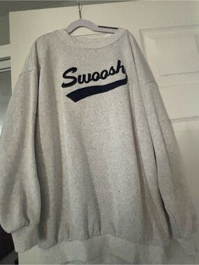 Nike Light Gray Crewneck Sweatshirt with Navy 'Swoosh' Script